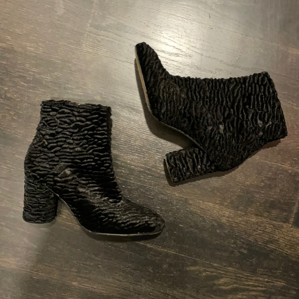 Zara faux shearling black boots size 39 us 10